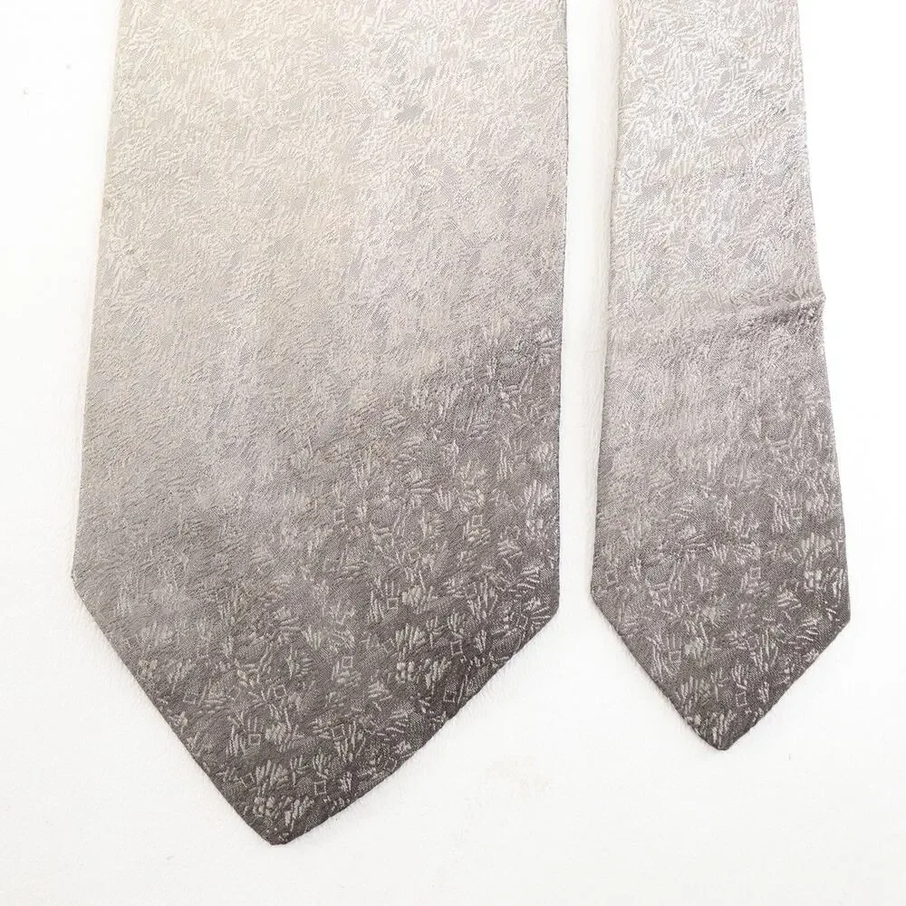 Lilly Dache Marv Miller Tie Mens 56 in Silk Gray Ombre Abstract Geo Floral Wide